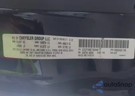 2012 Fiat 500 Pop z USA, uszkodzony, nr VIN 3C3CFFAR9CT302006